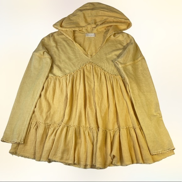 Altard State Hoodie Ruffle Boho Top Size Small